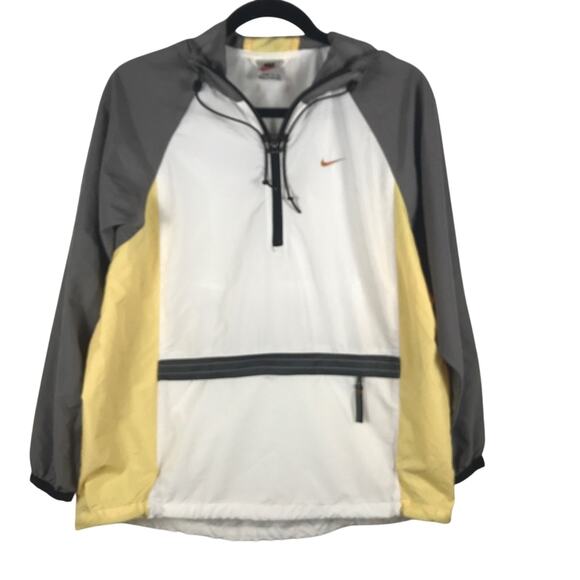 Vintage Nike Pullover Jacket Women's M 1/4 Zip Windbreaker Large Pocket Hood - Picture 1 of 7